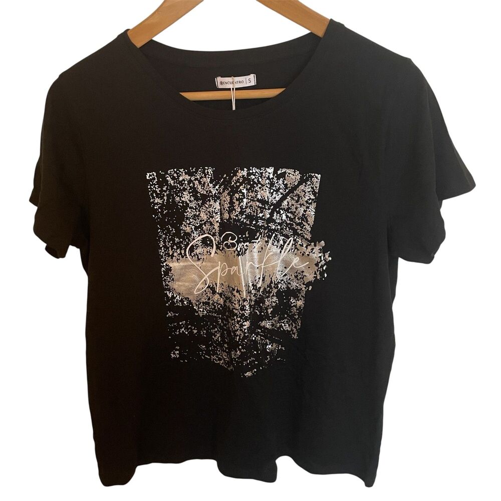 Encuentro NWT Womens Graphic T Shirt S Sparkle Glitter Shimmer